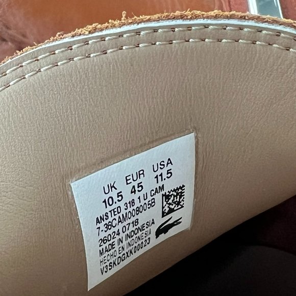 LACOSTE Men\'s Ansted Craft Tan Leather Loafer Driving Shoes Size 11.5